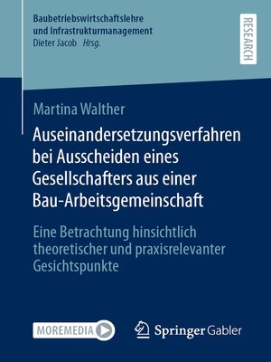 cover image of Auseinandersetzungsverfahren bei Ausscheiden eines Gesellschafters aus einer Bau-Arbeitsgemeinschaft